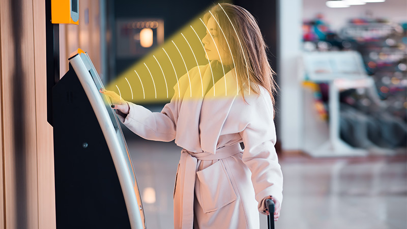 自助值機設備定向發聲示意圖